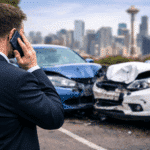 on phone at accident